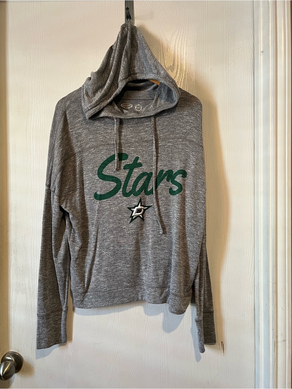 NHL Heather Grey Dallas Stars Hoodie super lightweight long sleeve women Sz L